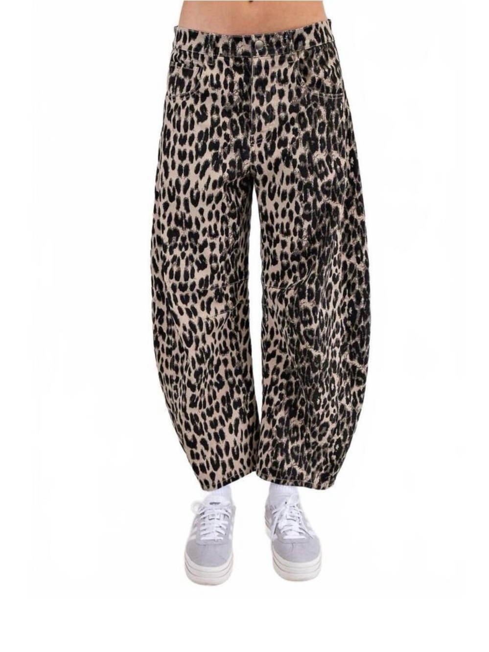 eesome Leopard Print Cropped Wide-Leg Pants - Black and Tan